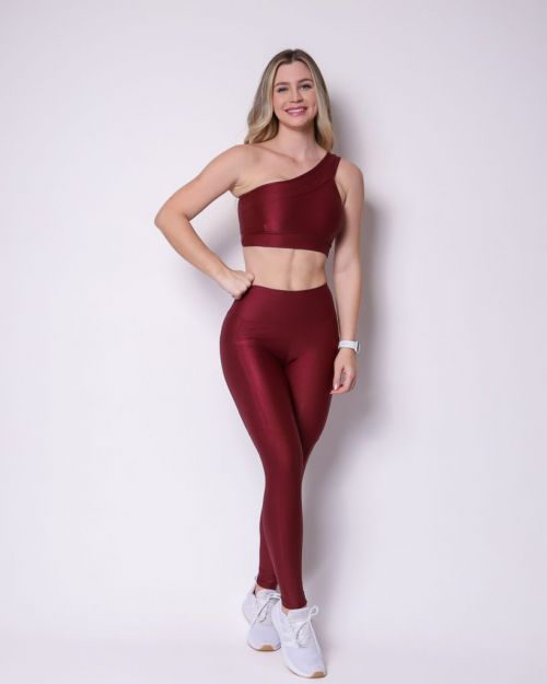Conjunto Calça Legging Básica Bolso Compressão + Top Paloma