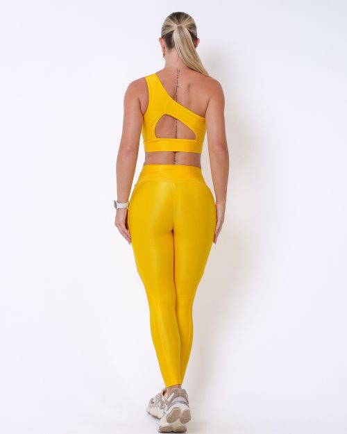 Conjunto Calça Legging Básica Bolso Compressão + Top Paloma