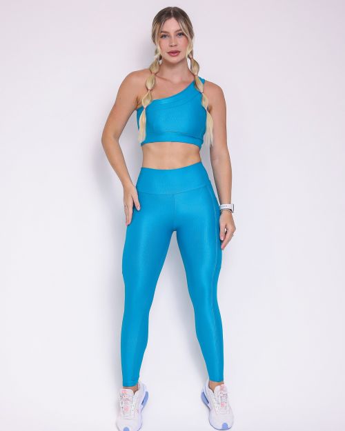 Conjunto Calça Legging Básica Bolso Compressão + Top Paloma