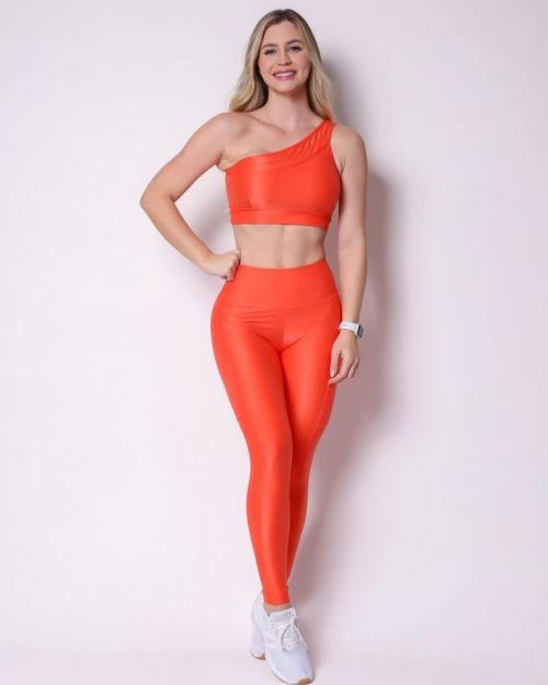 Conjunto Calça Legging Básica Bolso Compressão + Top Paloma