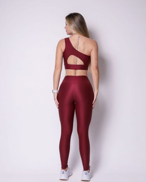 Conjunto Calça Legging Básica Bolso Compressão + Top Paloma