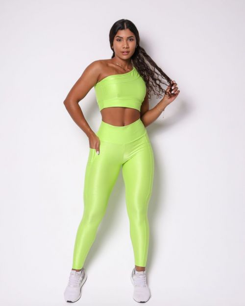 Conjunto Calça Legging Básica Bolso Compressão + Top Paloma