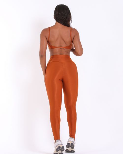 Conjunto Calça Legging Básica Bolso Compressão + Top Ju