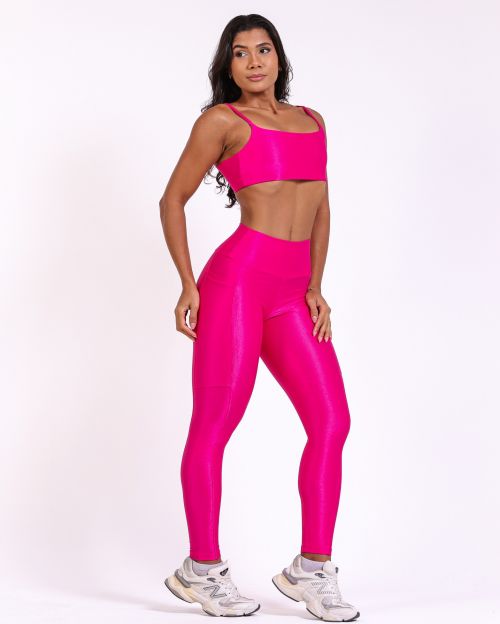 Conjunto Calça Legging Básica Bolso Compressão + Top Ju