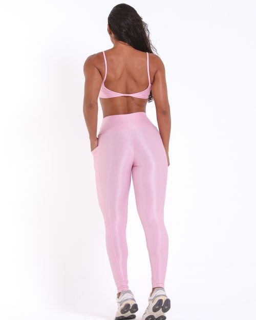 Conjunto Calça Legging Básica Bolso Compressão + Top Ju