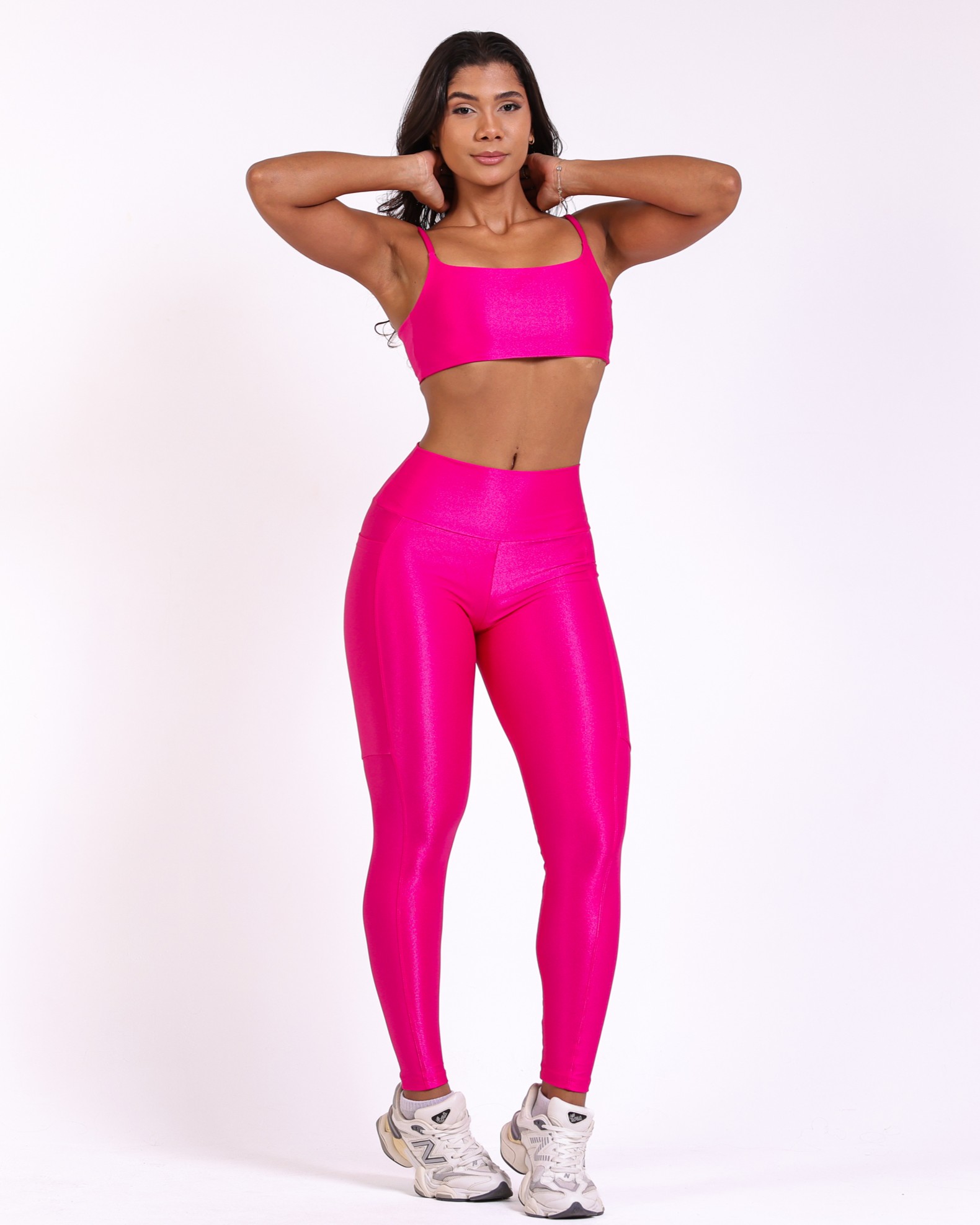 Conjunto Calça Legging Básica Bolso Compressão + Top Ju