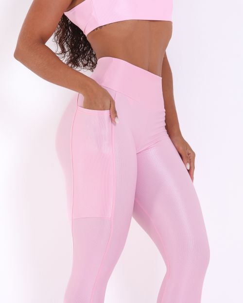 Conjunto Calça Legging Básica Bolso Compressão + Top Ju