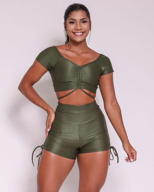 Conjunto Short Empina Cross Compressão + Top Manguinha