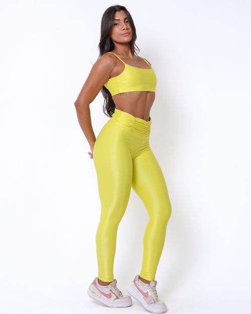 Conjunto Calça Básica Cós Franzido Compressão + Top Ju
