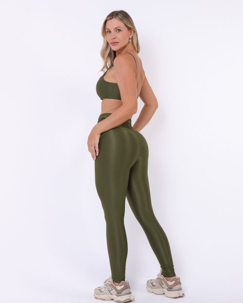 Conjunto Calça Básica Cós Franzido Compressão + Top Ju
