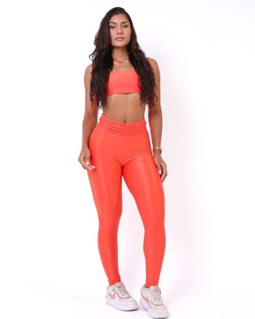 Conjunto Calça Básica Cós Franzido Compressão + Top Ju