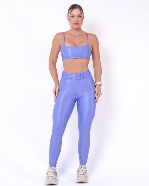 Conjunto Calça Básica Cós Franzido Compressão + Top Ju