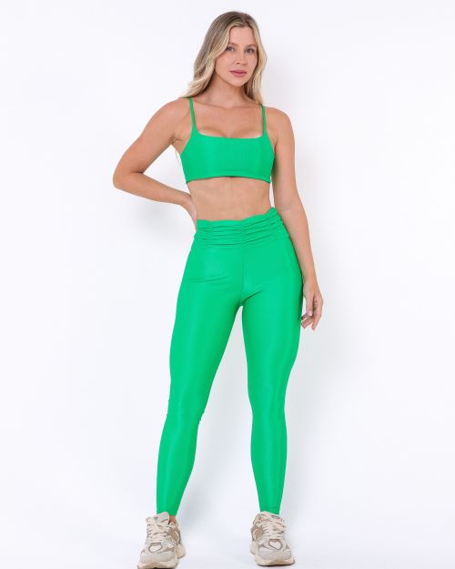 Conjunto Calça Básica Cós Franzido Compressão + Top Ju