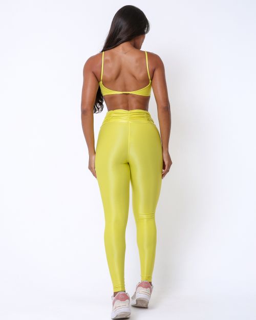 Conjunto Calça Básica Cós Franzido Compressão + Top Ju