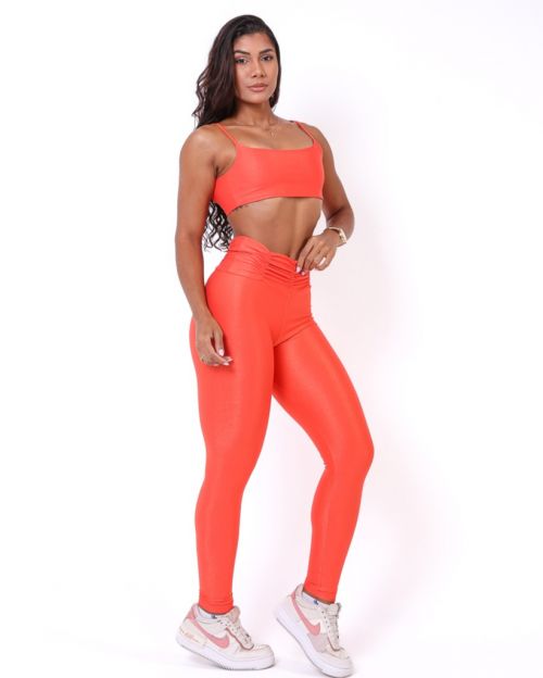Conjunto Calça Básica Cós Franzido Compressão + Top Ju