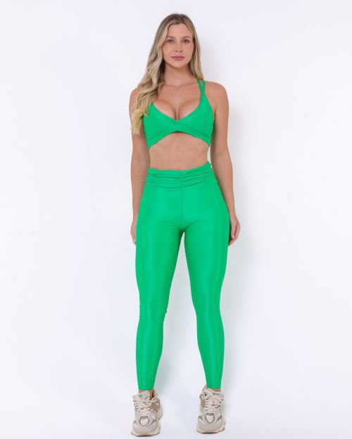 Conjunto Calça Básica Cós Franzido Compressão + Top Vivi