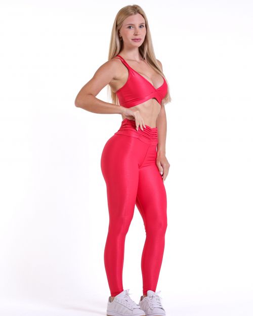 Conjunto Calça Básica Cós Franzido Compressão + Top Vivi