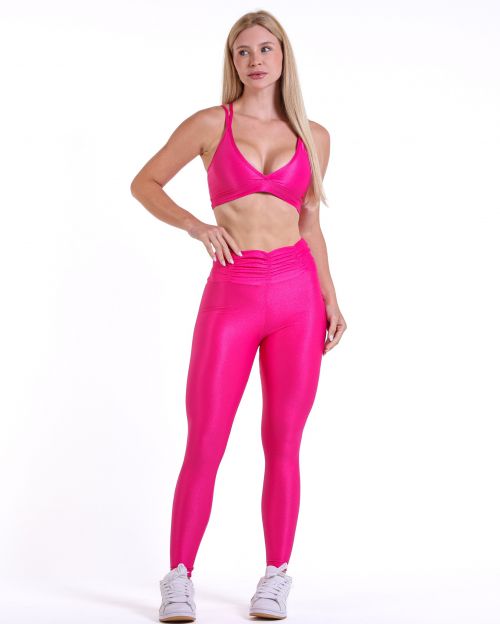 Conjunto Calça Básica Cós Franzido Compressão + Top Vivi