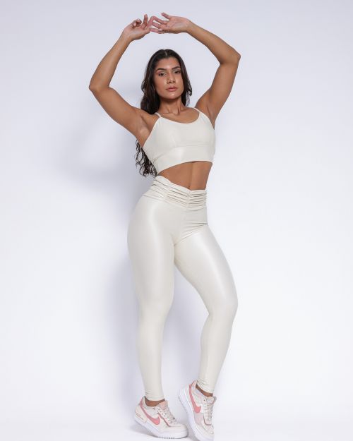 Conjunto Calça Básica Cós Franzido Compressão + Top Kelly