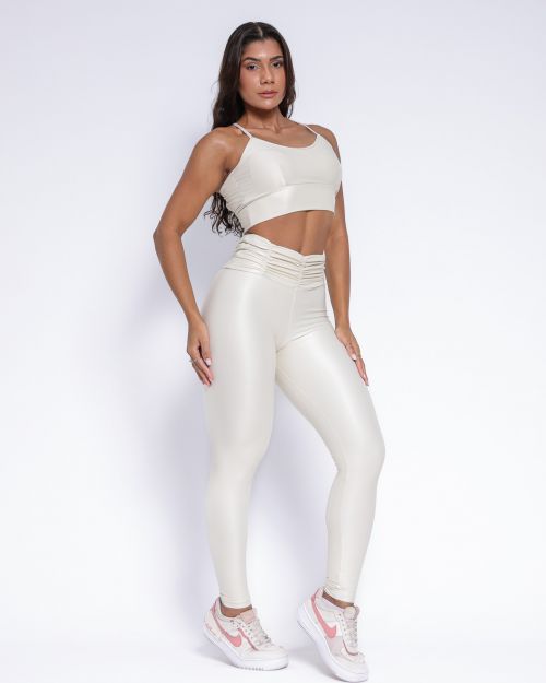 Conjunto Calça Básica Cós Franzido Compressão + Top Kelly