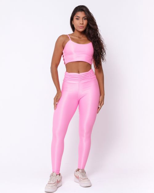 Conjunto Calça Básica Cós Franzido Compressão + Top Marta
