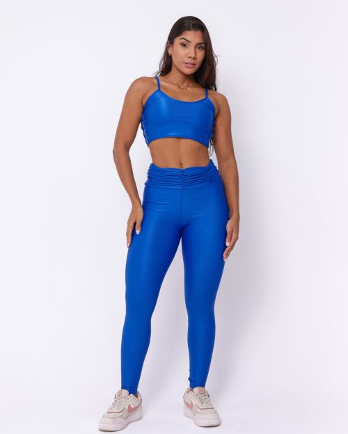 Conjunto Calça Básica Cós Franzido Compressão + Top Marta