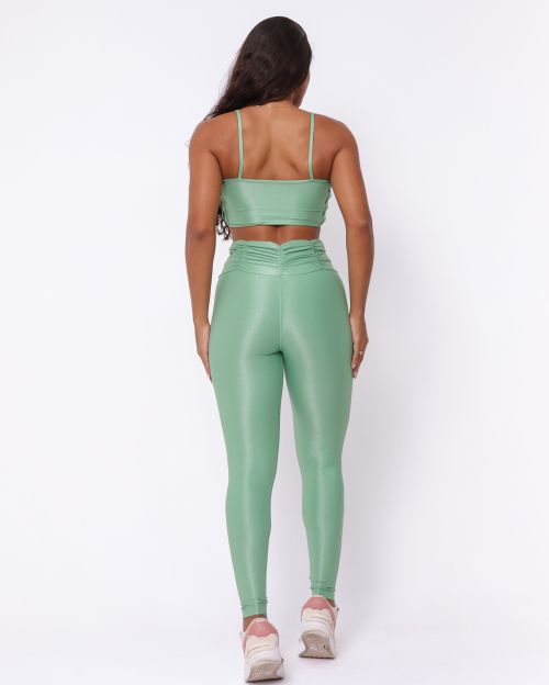 Conjunto Calça Básica Cós Franzido Compressão + Top Marta