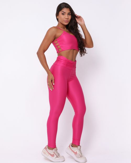 Conjunto Calça Básica Cós Franzido Compressão + Top Marta