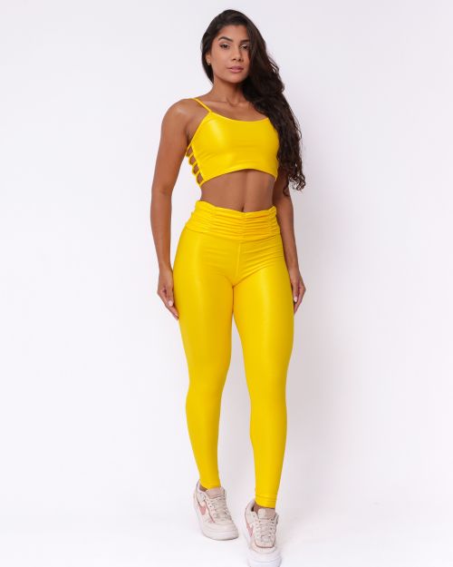 Conjunto Calça Básica Cós Franzido Compressão + Top Marta