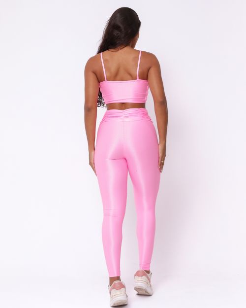 Conjunto Calça Básica Cós Franzido Compressão + Top Marta
