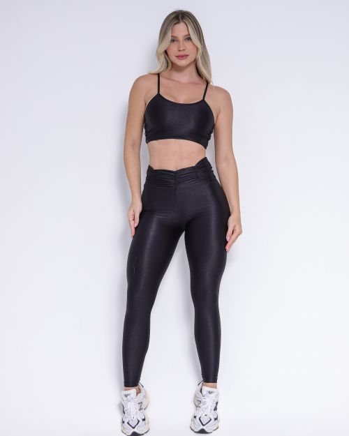Conjunto Calça Básica Cós Franzido Compressão + Top Marta
