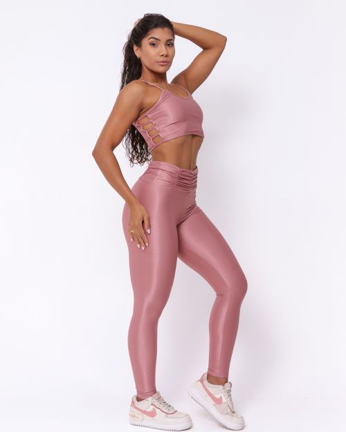 Conjunto Calça Básica Cós Franzido Compressão + Top Marta