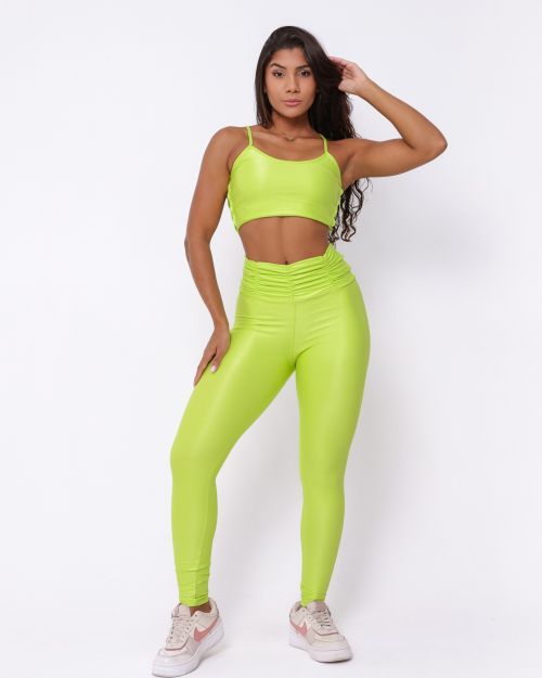 Conjunto Calça Básica Cós Franzido Compressão + Top Marta