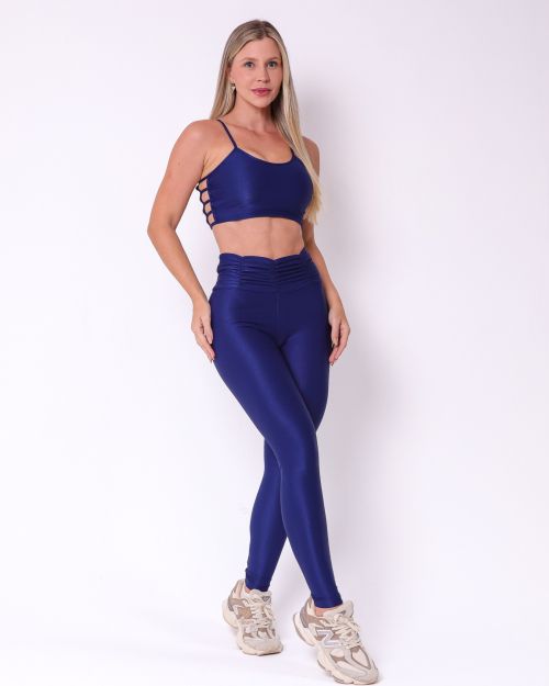 Conjunto Calça Básica Cós Franzido Compressão + Top Marta
