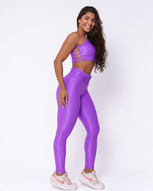 Conjunto Calça Básica Cós Franzido Compressão + Top Marta