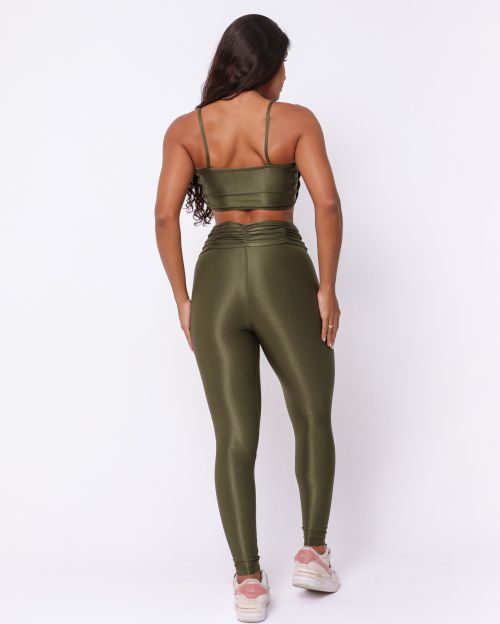 Conjunto Calça Básica Cós Franzido Compressão + Top Marta