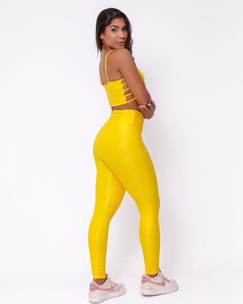 Conjunto Calça Básica Cós Franzido Compressão + Top Marta