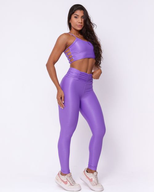 Conjunto Calça Básica Cós Franzido Compressão + Top Marta
