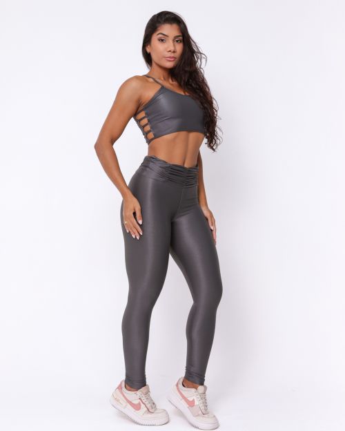 Conjunto Calça Básica Cós Franzido Compressão + Top Marta