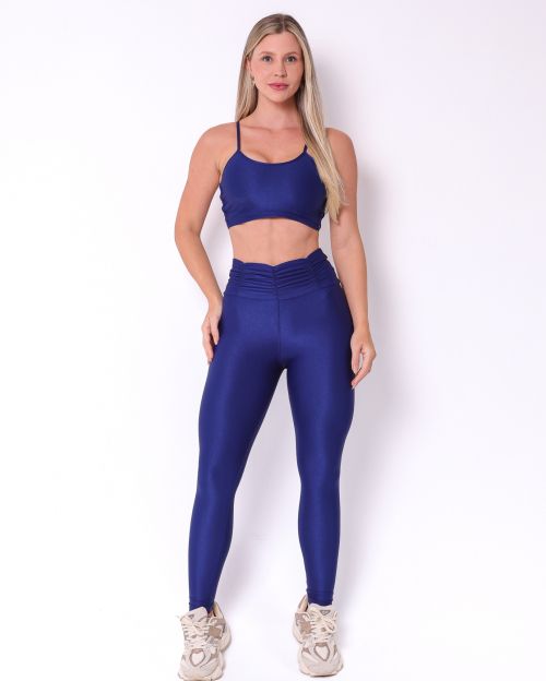 Conjunto Calça Básica Cós Franzido Compressão + Top Marta