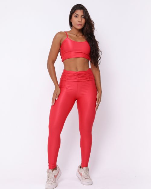 Conjunto Calça Básica Cós Franzido Compressão + Top Marta