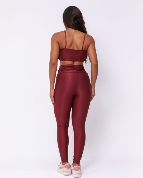 Conjunto Calça Básica Cós Franzido Compressão + Top Marta