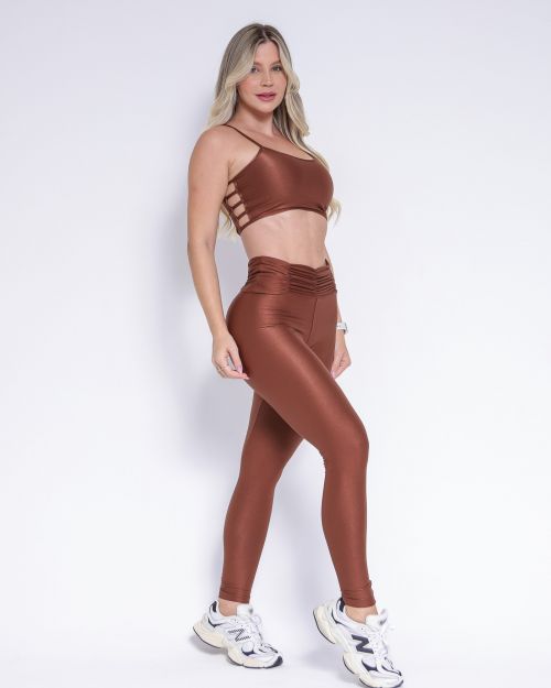 Conjunto Calça Básica Cós Franzido Compressão + Top Marta
