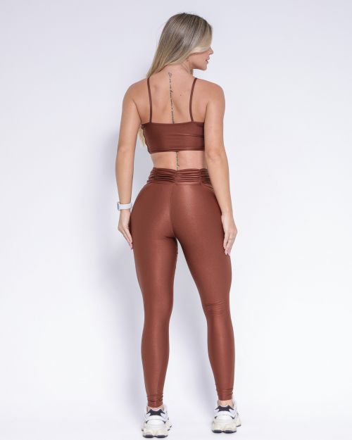 Conjunto Calça Básica Cós Franzido Compressão + Top Marta