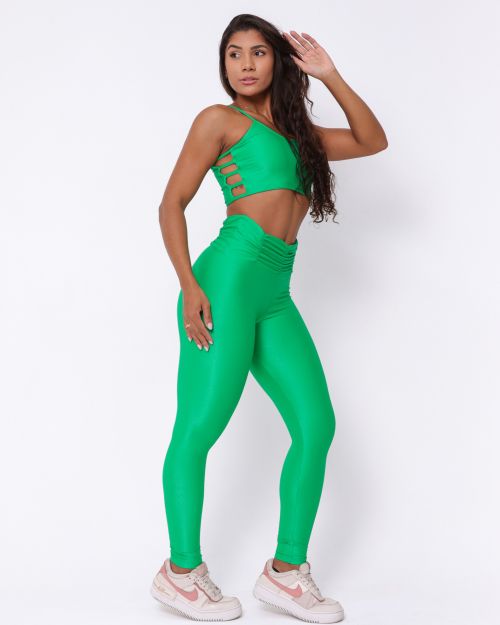 Conjunto Calça Básica Cós Franzido Compressão + Top Marta