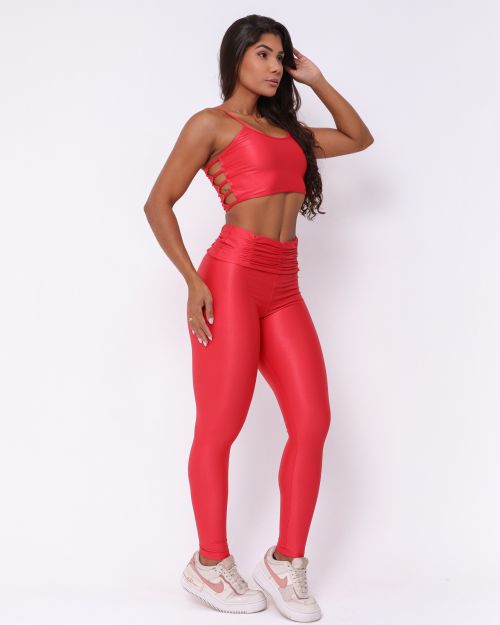 Conjunto Calça Básica Cós Franzido Compressão + Top Marta