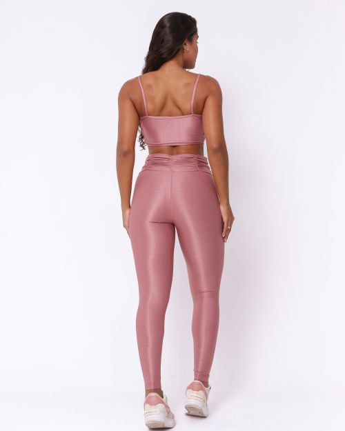 Conjunto Calça Básica Cós Franzido Compressão + Top Marta