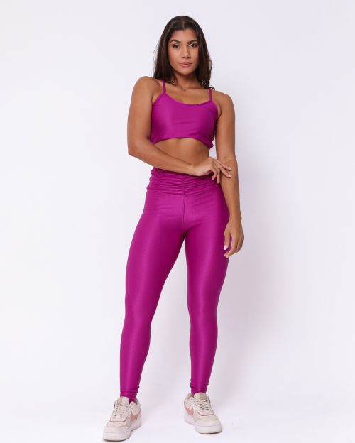 Conjunto Calça Básica Cós Franzido Compressão + Top Marta