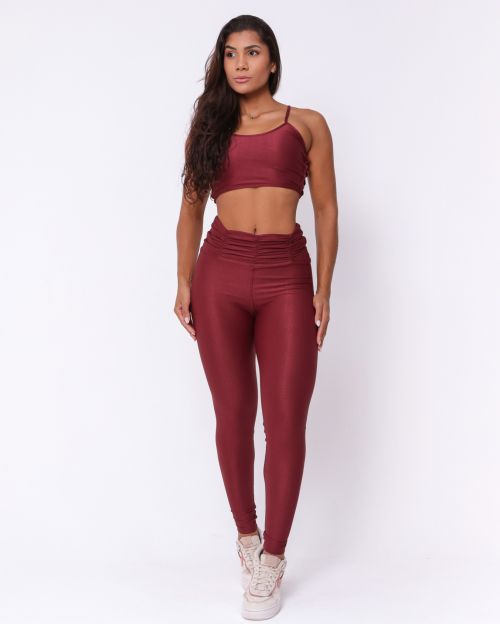 Conjunto Calça Básica Cós Franzido Compressão + Top Marta