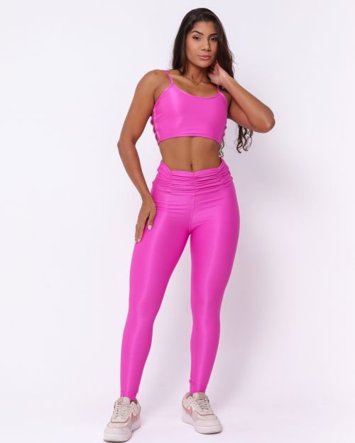 Conjunto Calça Básica Cós Franzido Compressão + Top Marta
